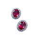 Oval Ruby Halo Stud Earrings – Sterling Silver