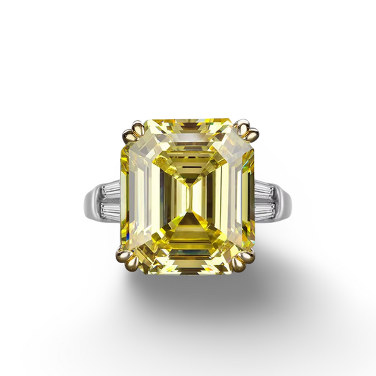 9.52 Carat, Fancy Yellow, Asscher Cut Cocktail Ring