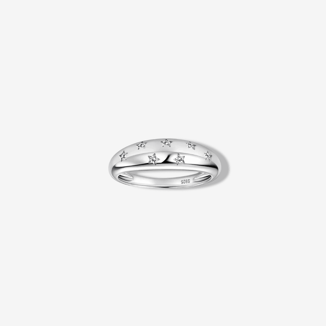 Scattered Star Inlay Ring, Sterling Silver - MargalitRings