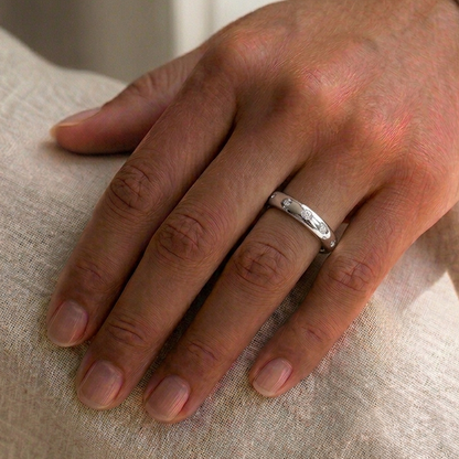 Scattered Inlay Wedding Band, Sterling Silver