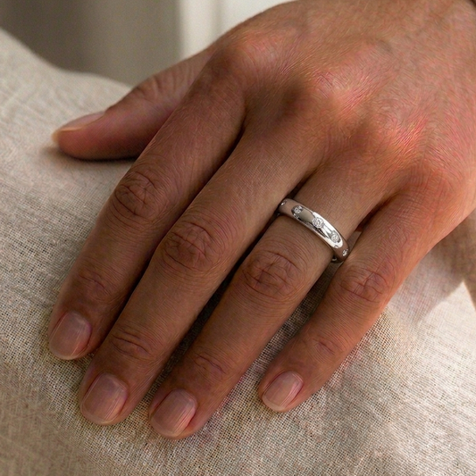 Scattered Inlay Wedding Band, Sterling Silver
