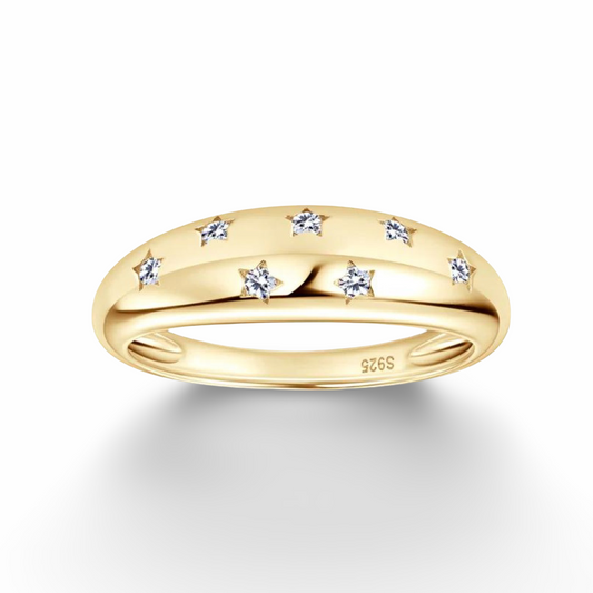 Scattered Star Inlay Ring Yellow Gold