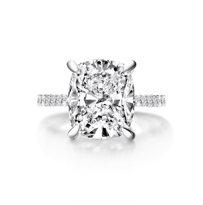 Cushion Cut Ring Solitaire Ring Cushion Moissanite Ring Cushion Cut Diamond Ring For Women Engagement Ring 6 carat ring cushion promise ring silver front