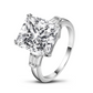 princess cut, 5 carat ring, cushion cut, engagement ring, silver band, baguettes, travel ring, vacation ring front
