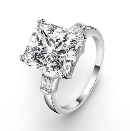 Princess Cut Engagement Ring, 5 Carats, Baguettes