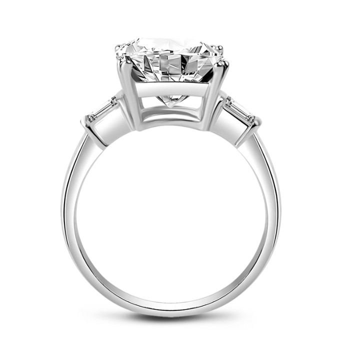 princess cut, 5 carat ring, cushion cut, engagement ring, silver band, baguettes, travel ring, vacation ring side