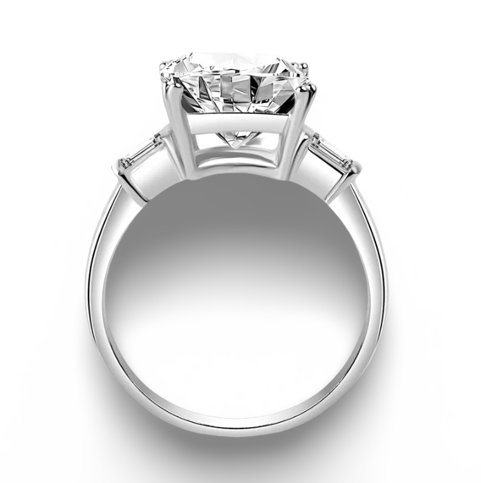Princess Cut Engagement Ring, 5 Carats, Baguettes