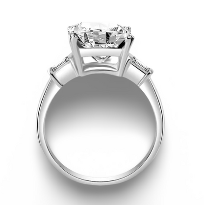 Princess Cut Engagement Ring, 5 Carats, Baguettes