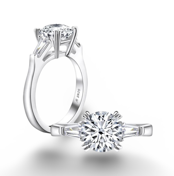 Round Cut Engagement Ring, 2 Carats, Three Stone Ring
