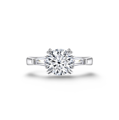Round Cut Engagement Ring, 2 Carats, Three Stone Ring