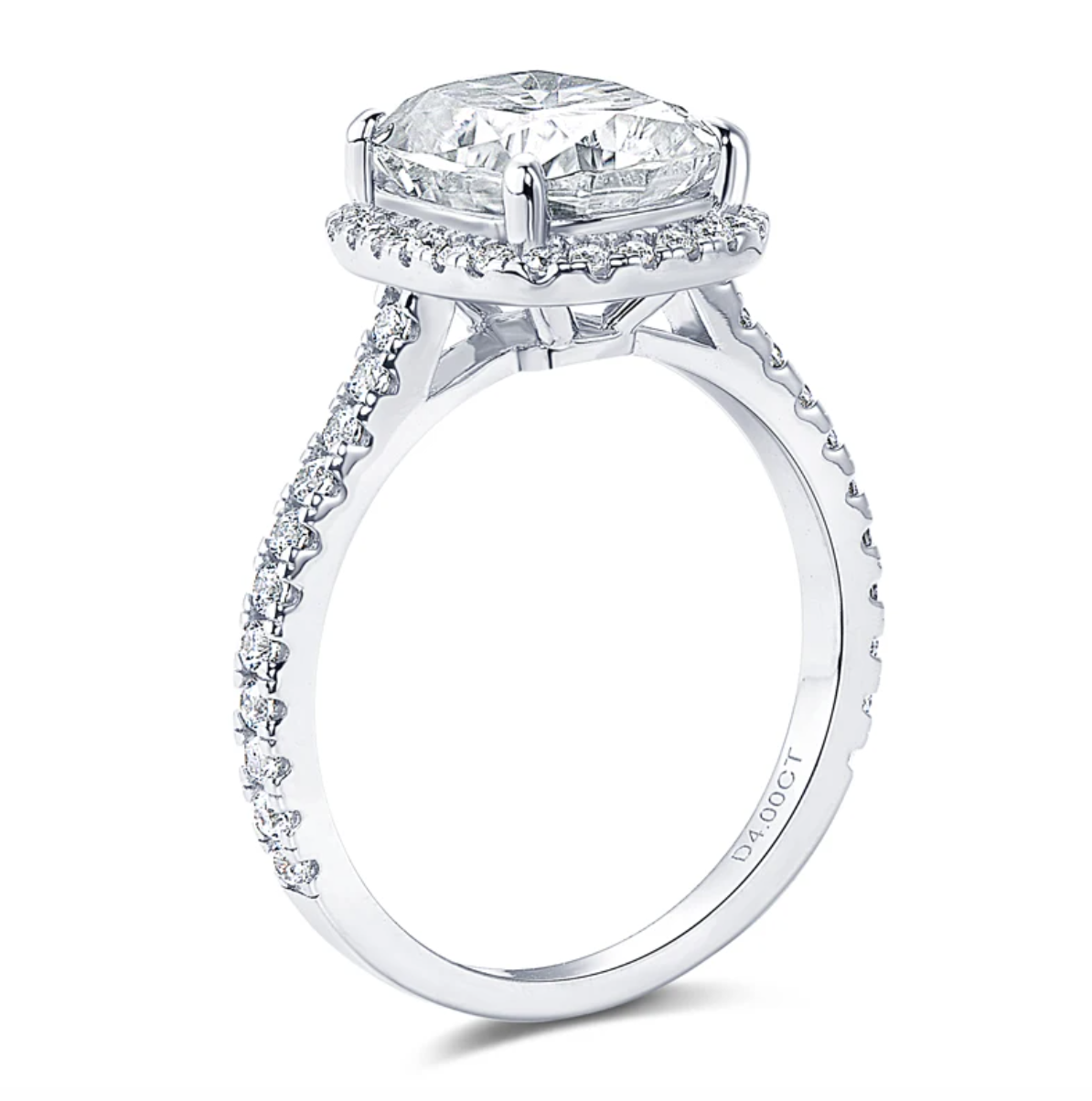 Cushion Cut Halo Engagement Ring 4 Carats