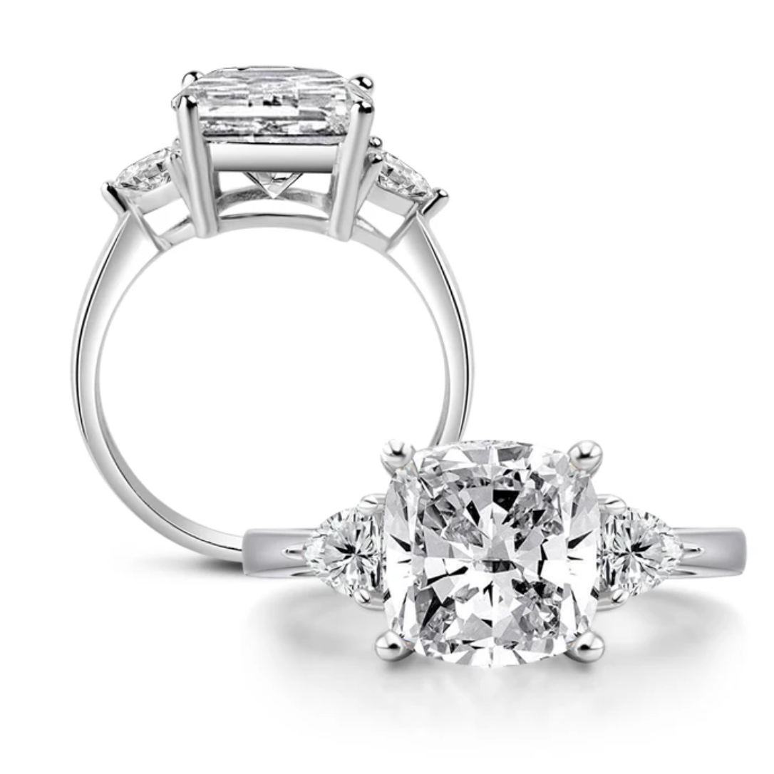 Meghan Markle Cushion Cut Engagement Ring, 5 Carats, Sterling Silver by Margalit Rings
