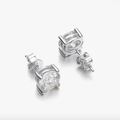 Round 2 Carat, Yellow Gold Bridal Wedding Day Studs