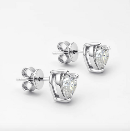 1 Carat, Heart Shape, Sterling Silver, Bridal Wedding Day Studs by Margalit Rings 