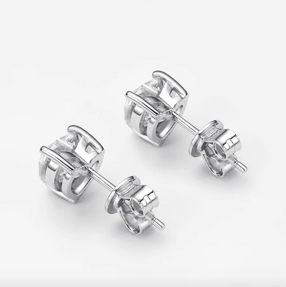 1 Carat, Heart Shape, Sterling Silver, Bridal Wedding Day Studs by Margalit Rings side view