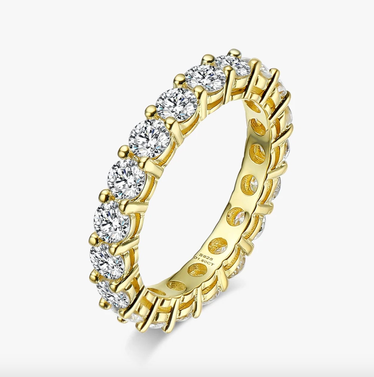 Classic Diamond Eternity Ring, 925 Sterling Silver Band by Margalit Rings, wedding jewelry, bridal jewelry, yellow gold