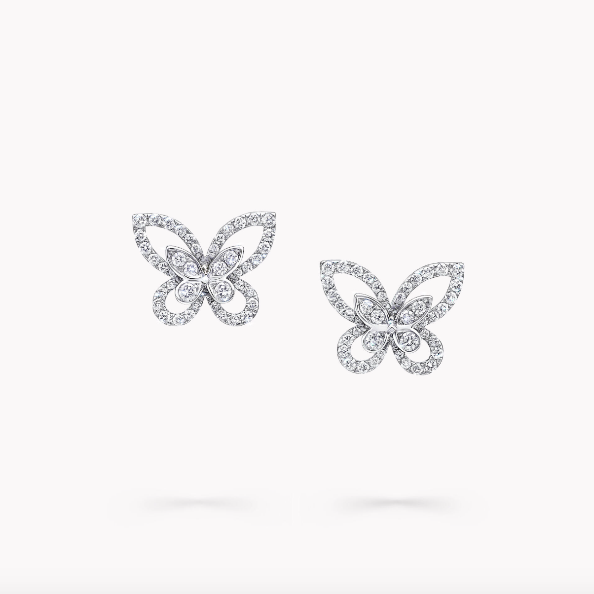 Butterfly Silhouette Pierced Screw Back Studs, Bridal Earrings in Silver by Margalit Rings