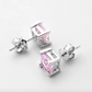 1.25 Carat, Fancy Pink, Princess Cut Studs, Sterling Silver wedding day earrings