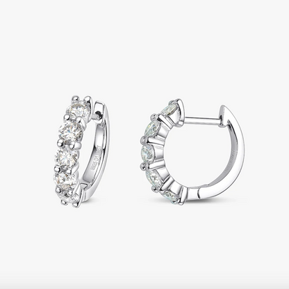 1 Carat, Bridal, Wedding Day Hoops, Sterling Silver