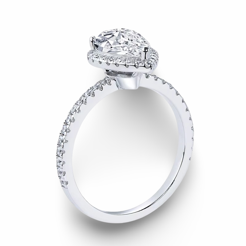 Pear Shape Halo Engagement Ring, 2 Carats