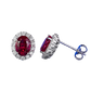 Oval Ruby Halo Stud Earrings – Sterling Silver