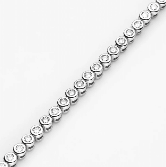 Bezel Set Bezel Set Tennis Bracelet, Sterling Silver - MargalitRings
