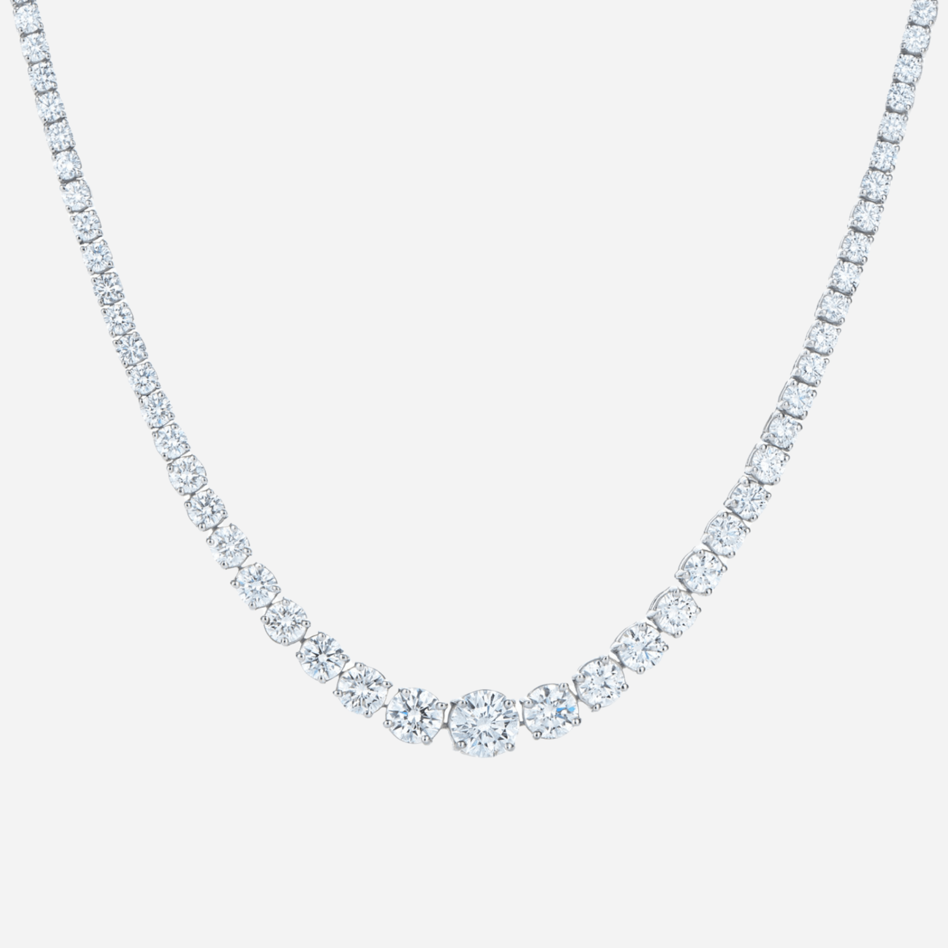 Riviera Line Necklace with Graduated Moissanite - MargalitRings