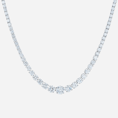 Riviera Line Necklace with Graduated Moissanite - MargalitRings
