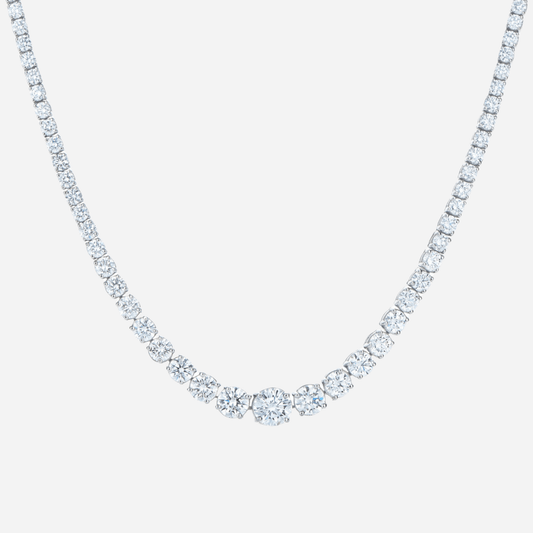 Riviera Line Necklace with Graduated Moissanite - MargalitRings
