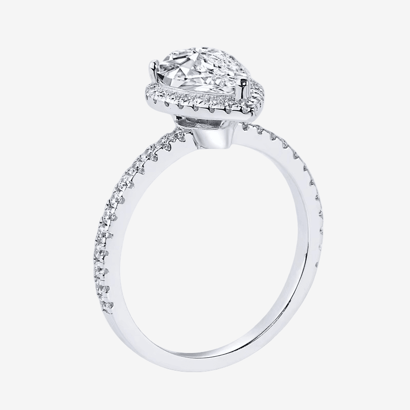 Pear Shape Halo Engagement Ring, 2 Carats - MargalitRings