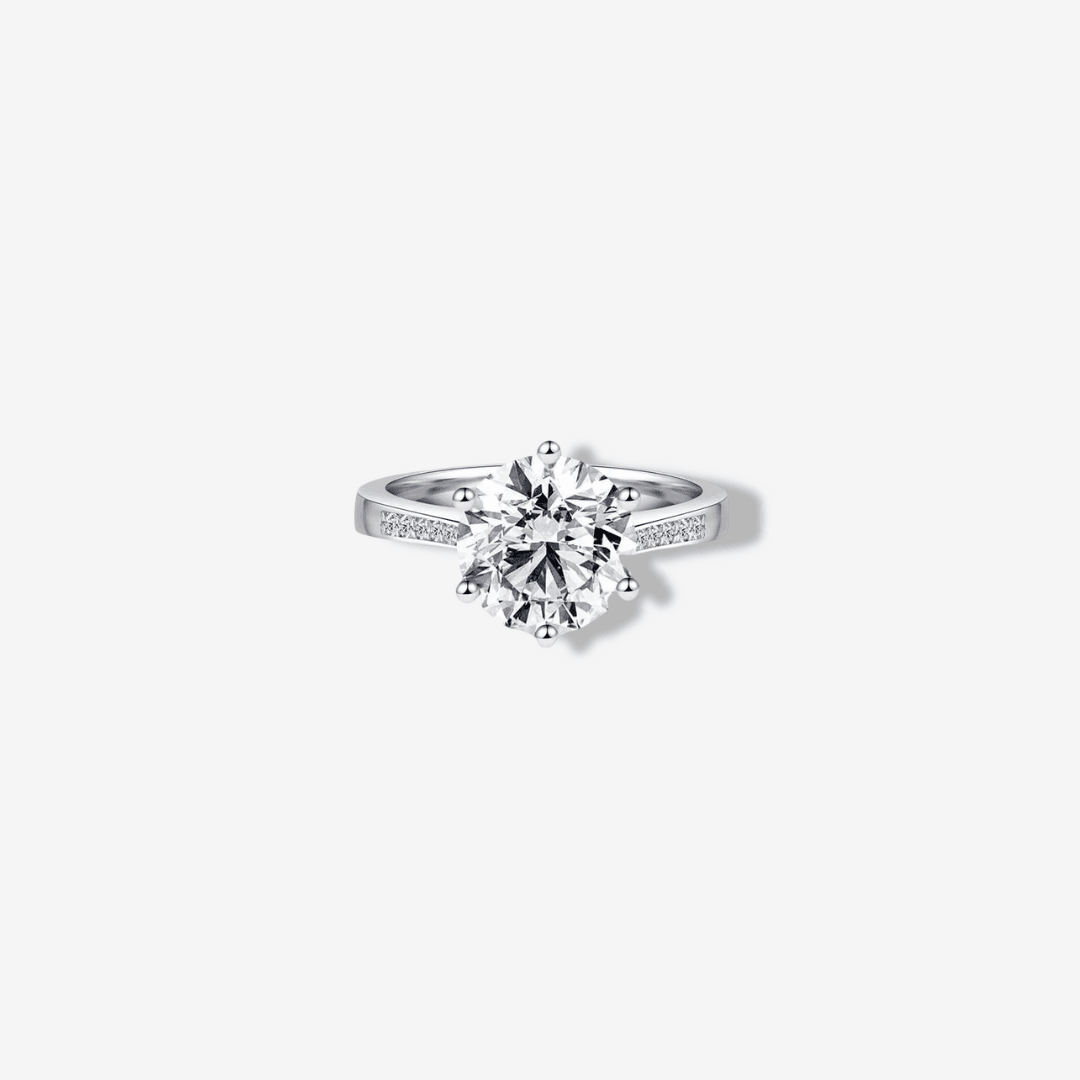 Round Cut Engagement Ring, 3.5 Carats, Sterling Silver - MargalitRings