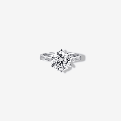 Round Cut Engagement Ring, 3.5 Carats, Sterling Silver - MargalitRings