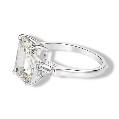 Sterling Silver Emerald Cut Ring 5 Carats Side View