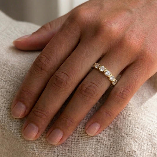 Twisted Diamond Eternity Ring, Yellow Gold