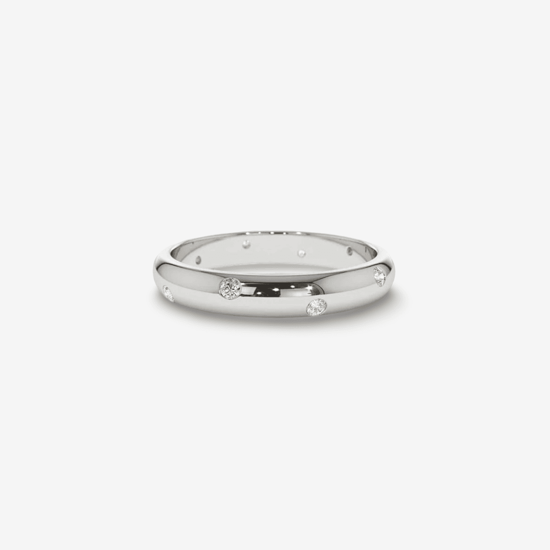 Scattered Inlay Wedding Band, Sterling Silver - MargalitRings