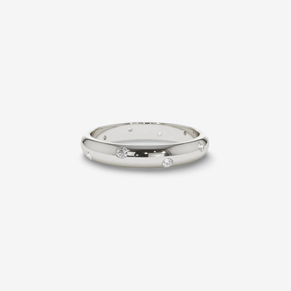 Scattered Inlay Wedding Band, Sterling Silver