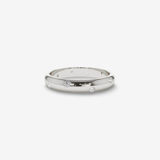 Scattered Inlay Wedding Band, Sterling Silver