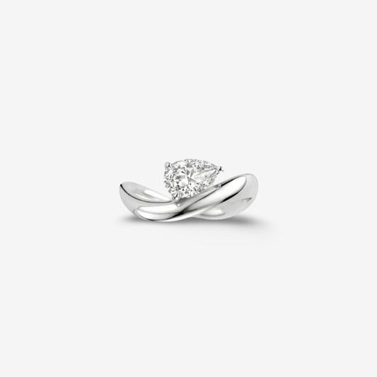 Pear Shape Engagement Ring, 2 Carats, Sterling Silver