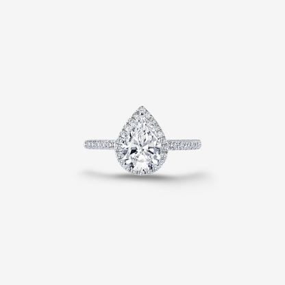 Pear Shape Halo Engagement Ring, 2 Carats