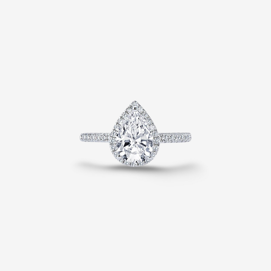 Pear Shape Halo Engagement Ring, 2 Carats