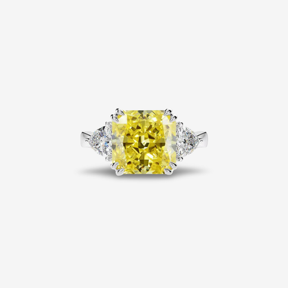 9.52 Carat, Fancy Yellow, Princess Cut, Cocktail Ring
