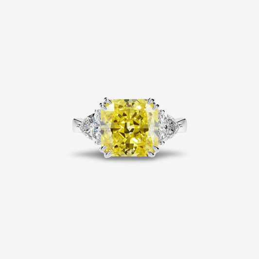 9.52 Carat, Fancy Yellow, Princess Cut, Cocktail Ring