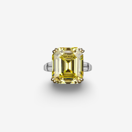 9.52 Carat, Fancy Yellow, Asscher Cut Cocktail Ring