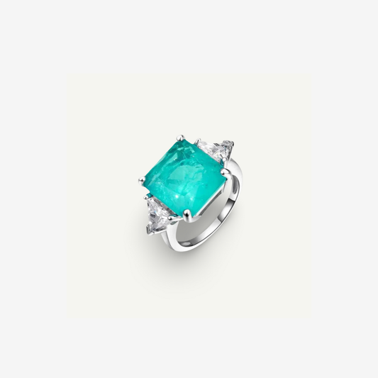 Brazilian Paraiba, 3 Carat, Tourmaline & Diamond, Gemstone Ring