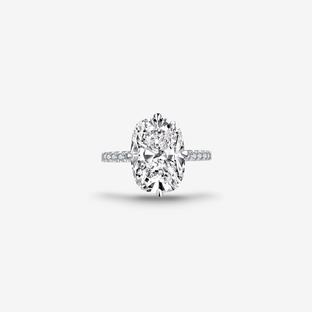 Cushion Cut Engagement Ring, 6 Carats, Halo, Silver