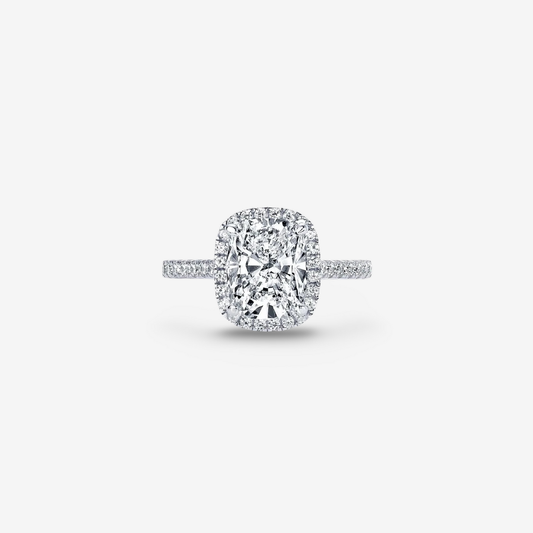 Cushion Cut Halo Engagement Ring, 4 Carats