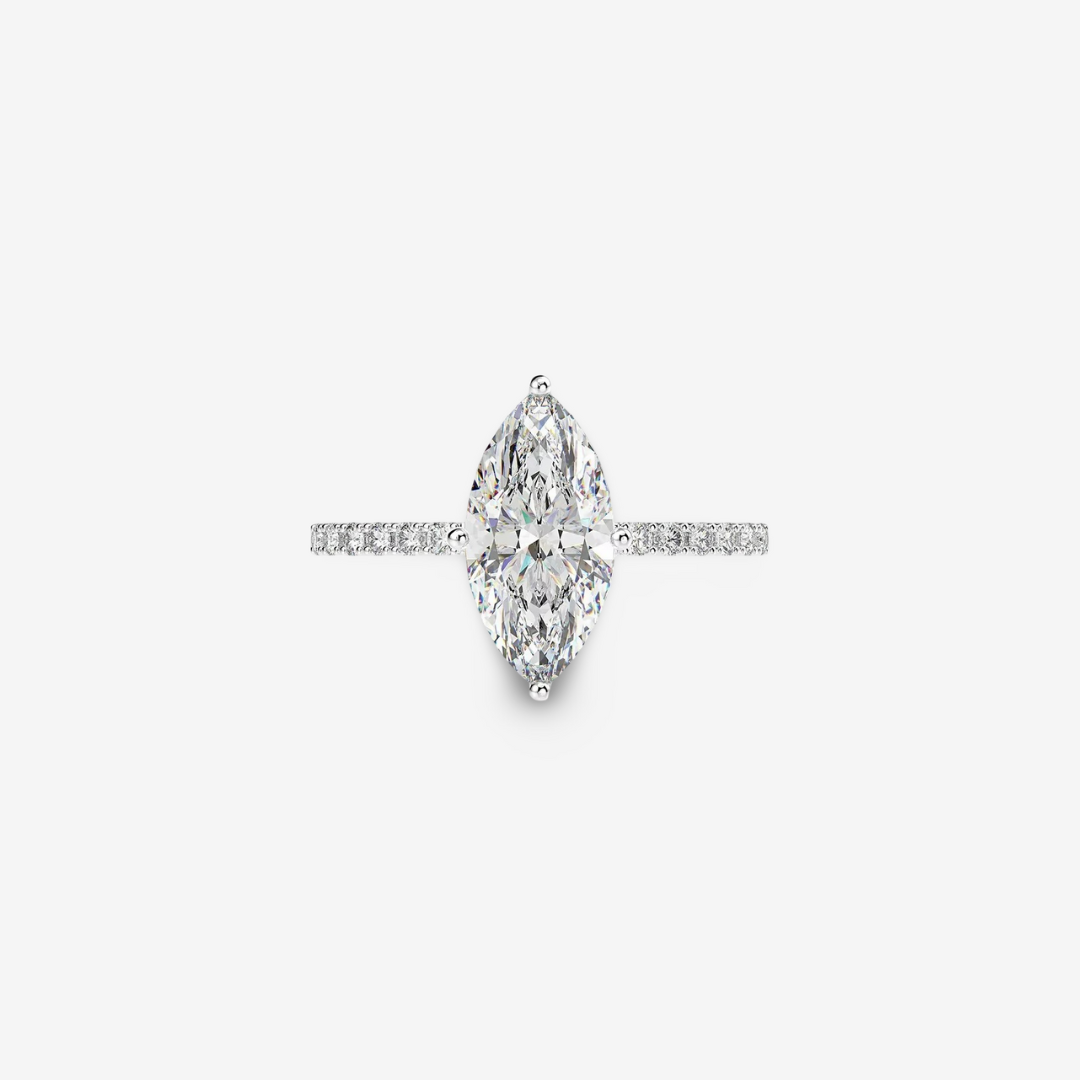Marquise Cut Engagement Ring, 2 Carats, Sterling Silver