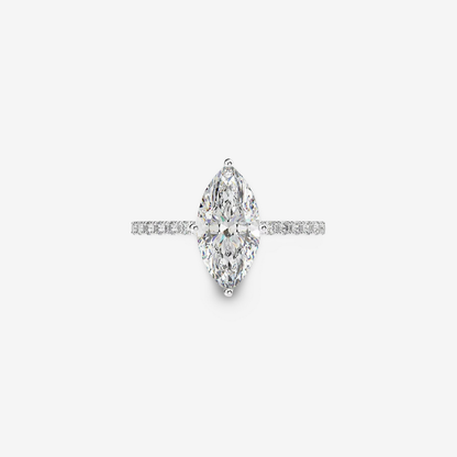 Marquise Cut Engagement Ring, 2 Carats, Sterling Silver