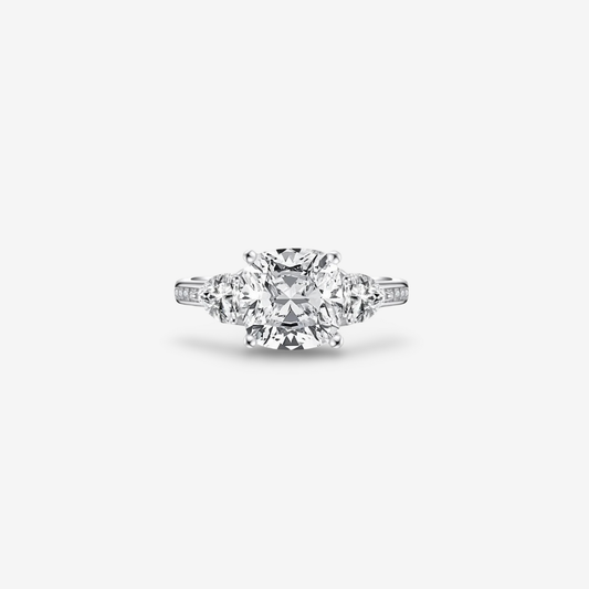 Cushion Cut Engagement Ring, 5 Carats, Demi Channel Set