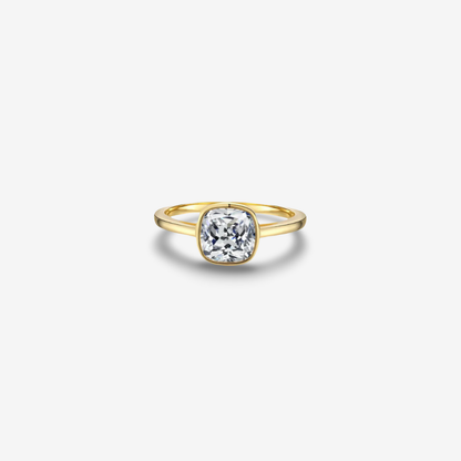 Cushion Cut, Bezel Set, Engagement Ring, 2 Carats, Sterling Silver